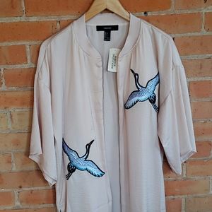 Robe dress, champagne 🍾 color, beautiful bird 🐦